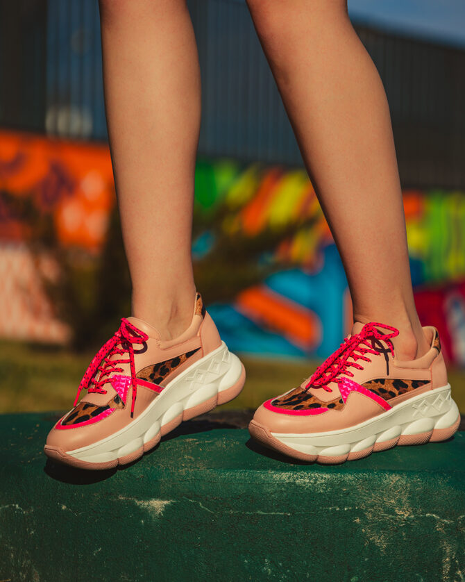 Pantofi Sport Mineli Vicere Pink Leo Print - imagine 2