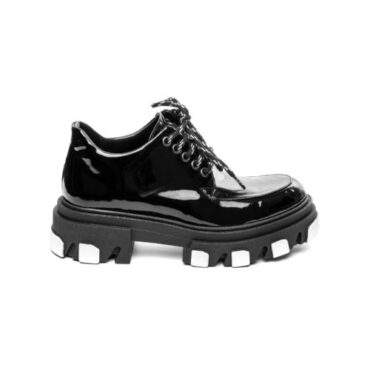 Pantofi Mineli VFTS Shiny Black White Sole